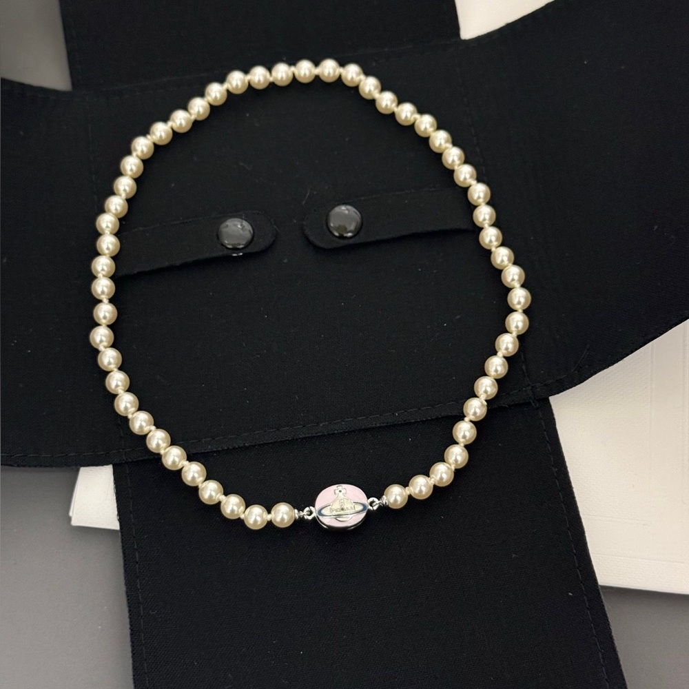 Vivienne Westwood Pearl Necklace with Silver Orb